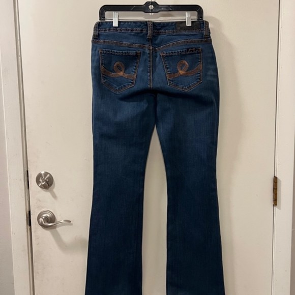Seven7 Womens Blue Washed Bootcut Denim Thick Stitch Mid Rise Jeans Size 8 - Picture 6 of 12